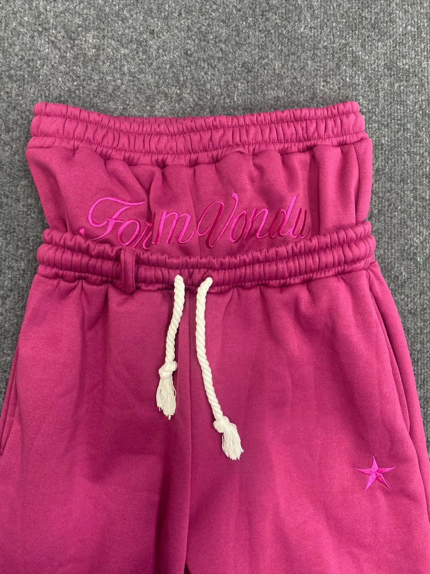 Harajuku Loose Double Waisted Sweatpants Y2K American Solid Color Letter Embroidery Casual Pants Hip Hop Drawstring Waist Jogger.