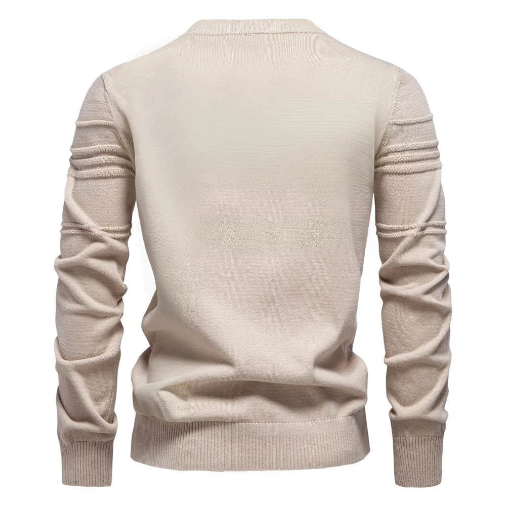 AIOPESON Mens Crewneck Pullover Sweater Knitted Cotton Stripped Quality Autumn Winter Warm Sweaters for Men.