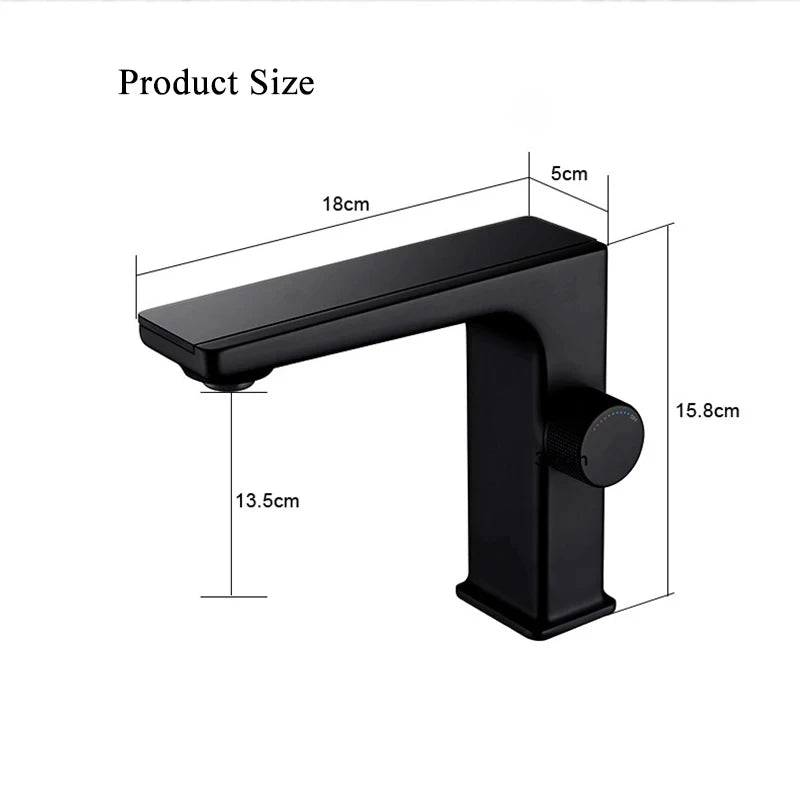 Digital Display Bathroom Basin Faucet Intelligent LED Brass Deck Mounted Washbasin Crane Hot Cold Water Mixer Sink Vanity Tap