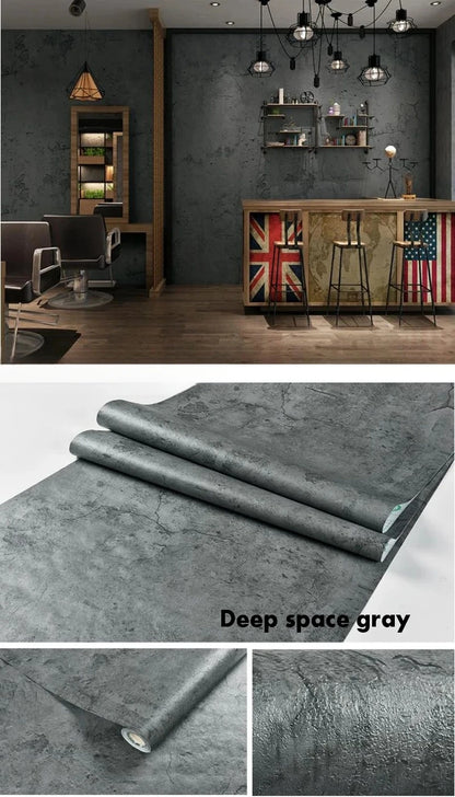 40cm PVC Dark Gray Waterproof Industrial Style Self-adhesive Wallpaper Library Living Room Bedroom Wall Renovation Vinyl Sticker
