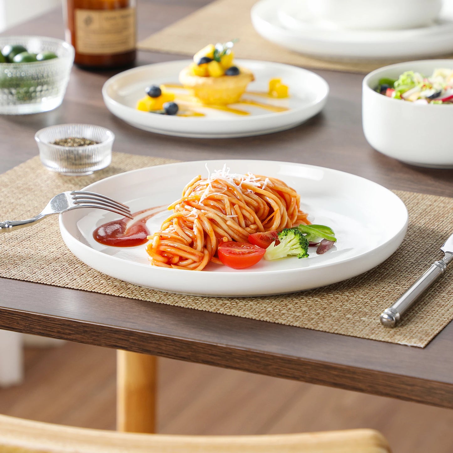 MALACASA 18/36-Piece Ceramic Plate Porcelain Dinnerware Set with 6/12 Pcs Dinner/Dessert Plates,Bowl Tableware Set for 6/12.