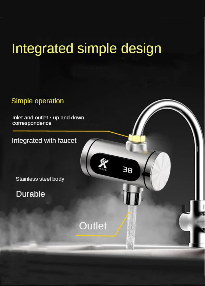 2025 New Kitchen stainless steel electric hot water faucet instant hot heating faucet water heater hot and cold.