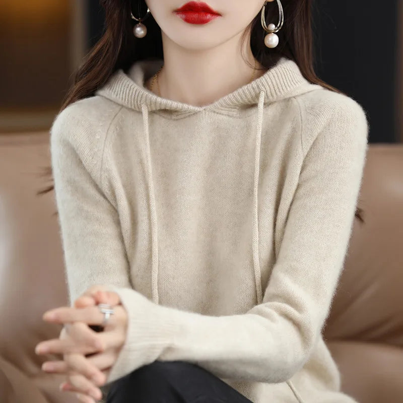 Frauen Pullover Pullover Mit Kapuze Jumper Koreanische Lose Feste Langarm Casual Herbst Winter Dicke Warme Gestrickte Pullover.