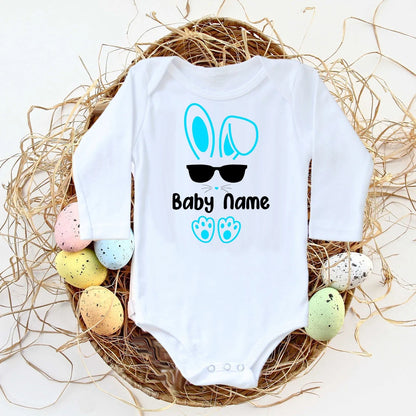 Personalisierter Ostern-Baby-Body mit individuellem Namen, Säuglings-Outfits, Kleidung, Junge, Mädchen, Urlaub, Party, Overall, niedlicher Hase, Neugeborenen-Strampler.