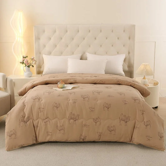 2025 new thickened polished camel hair quilt winter quilt student spring and autumn universal warm quilt in all seasons.