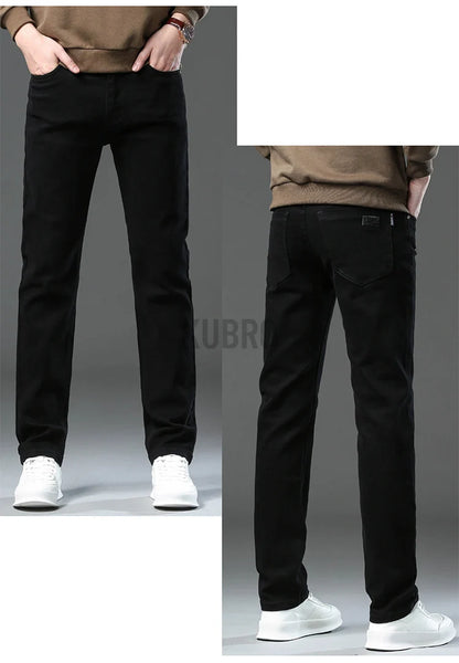 Fashion Loose Straight Business Casual Stretch Denim Pants Male Brand Trousers 3 Colors Plus Size Mens Clothing Slim Jeans 28-44.