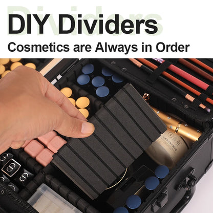 GLADCASE 2025 Portable Makeup Case with adjustable LED light Mirror carry Cosmetic Box Organizer train Beauty for dailry travel.