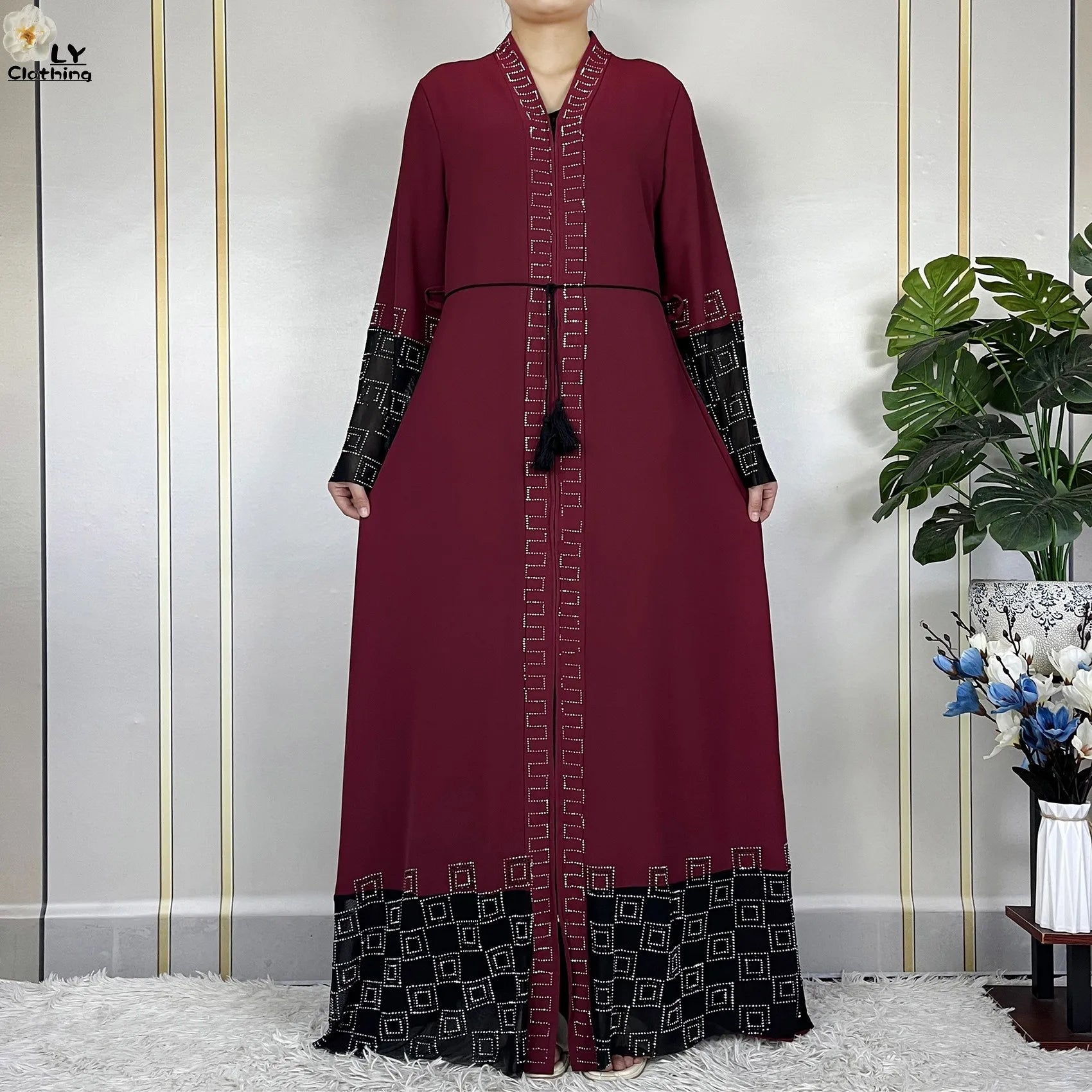 2024 For Women Elegant Dresses Dubai Party Outfits Long Sleeved Chiffon Dashiki Muslim Women Robe Open African Abaya Clothing.