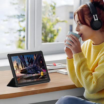 BAKEN Android 15 tablet, 10-inch, 12 (3+9)GB RAM + 64GB ROM, quad-core, 6000mAh battery, includes a free protective case.