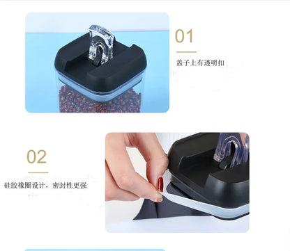 Kitchen Plastic Container Organizer Moisture-Proof Sealed Tank Square Transparent Grain Storage Jar Dried Fruit Snack Box Cans.