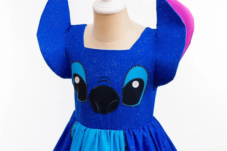 Kinder Lilo und Stitch Rollenspiel Prinzessin Kleid Kinder Bühnenkostüm Mädchen Karneval Halloween Party Cartoon Bekleidung.