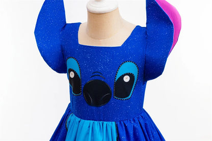 Kinder Lilo und Stitch Rollenspiel Prinzessin Kleid Kinder Bühnenkostüm Mädchen Karneval Halloween Party Cartoon Bekleidung.