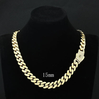 6/8/10/12/15/20mm Monaco Cuban Chain Necklace Hip Hop 14k Gold Plating Cuban Chain Bracelet Hip Hop Jewelry.