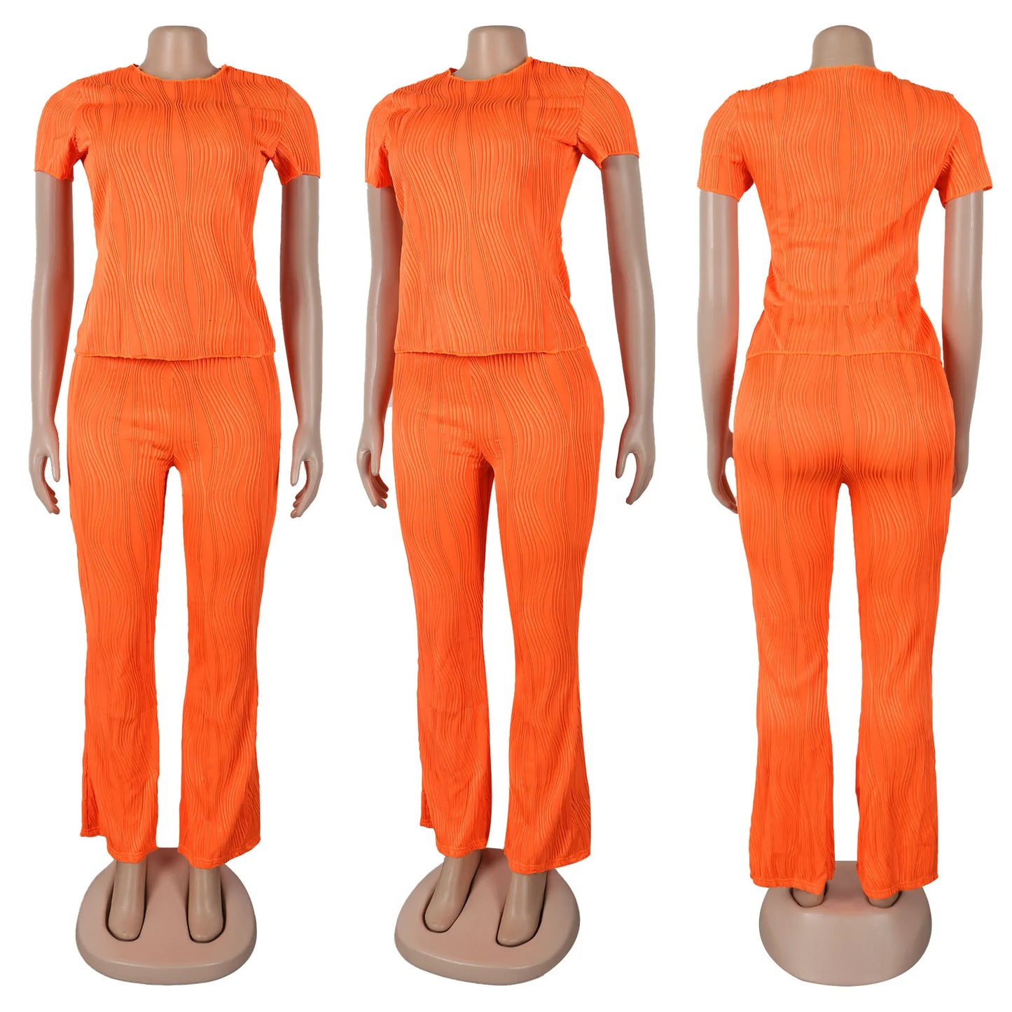 Two Piece Sets Women Pants Set Matching Sets Short Sleeve Solid Casual Tops Long Pants High Waist Bodycon Y2k Streetwear 2025