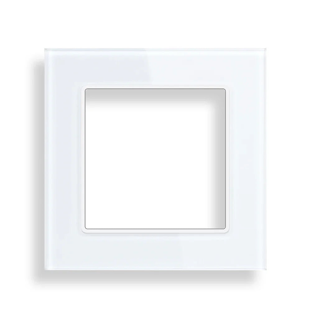 SRAN F6 Serie mehrere Rahmen Weiße Panel aus gehärtetem Glas, EU FR UN-Steckdosen und Schalter Dimmer-Lüfter-Fußlampe Rj45-Modul DIY