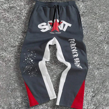 Two-piece black suit Y2K fashion pattern hoodie men clothing Harajuku Gothic women chic sports pants couple suit sportswear.