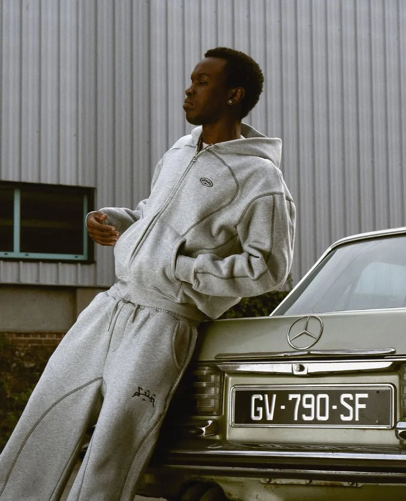 High street hip hop fashion new Y2k men clothing set retro trend casual sportswear personality pattern design loose sweatpants.