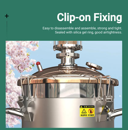 HOOLOO CT Distiller Electric Hydrolat Essential Oil Still Moonshine Still Copper lid Glass Copper Mesh Column Home Fragrance.