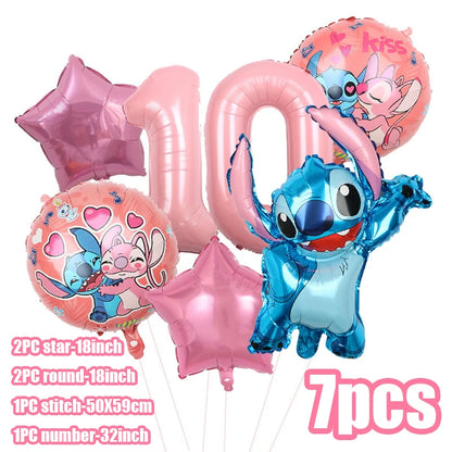 Disney Stitch Geburtstagsparty-Luftballons, Lilo & Stitch-Ballon-Sets, Babyparty für Kinder, Geburtstagsparty-Dekorationen, Zubehör, Geschenke.