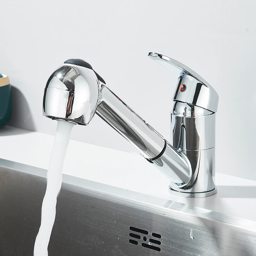 Kitchen Faucets Chrome Deck Mount Bathroom Basin Faucets Single Handle Single Hole Hot and Cold Water