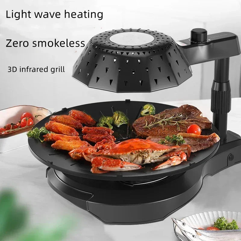 Household 220v 1390w Bbq Oven Indoor Electric Baking Tray Home Smoke-free Non-stick Barbecue Machine Automatically Rotating Baki