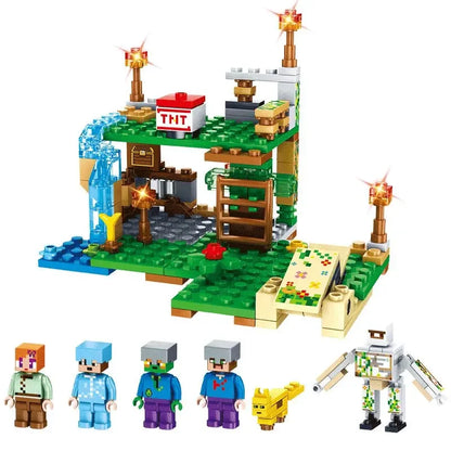 Children's Puzzle Building Block Toys, Village Slides, Caves, Mines, Horse Cities, Cats, Leopards, Jungles, Educational Toy For.
