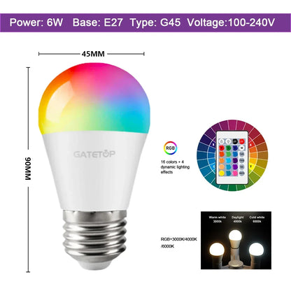Smart RGBW LED Bulbs and Tubes Spotlight E27 GU10 E14 B22 with Infrared Remote Control for Family Party Decoration