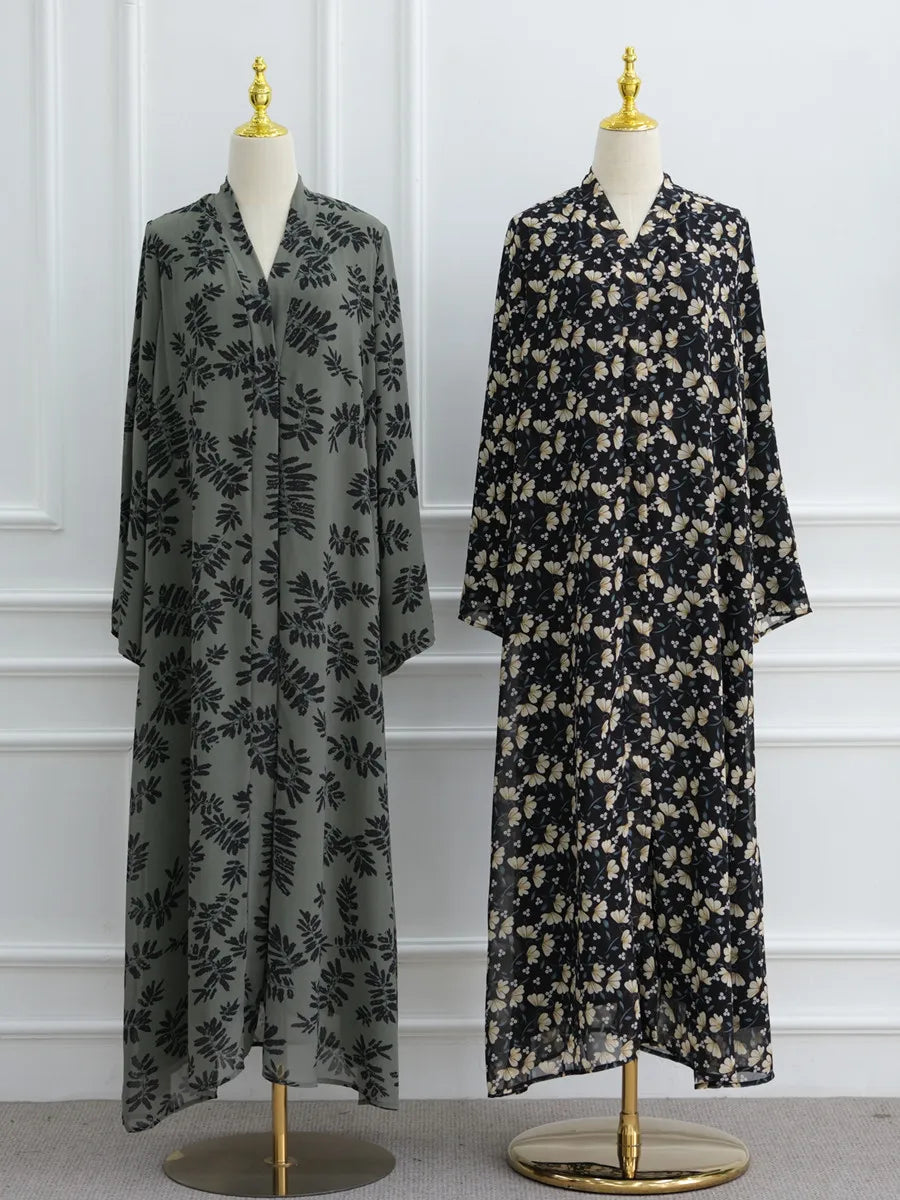 Muslim Women Dubai Abaya luxury Double layered chiffon Print Hijab Dress Kaftan Ramadan Robe Femme Islam african dresses Kebaya.