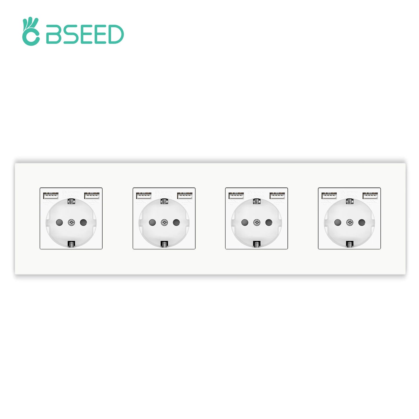 BSEED EU-Wandsteckdosen Typ C USB-Steckdosen Doppelte Steckdosen Dreifachsteckdosen Kunststoffrahmen Deutschland Steckdose mit Dual-USB