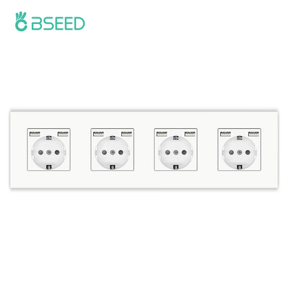 BSEED EU-Wandsteckdosen Typ C USB-Steckdosen Doppelte Steckdosen Dreifachsteckdosen Kunststoffrahmen Deutschland Steckdose mit Dual-USB