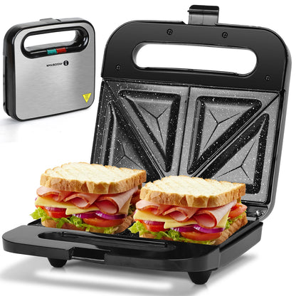 Aigostar - Toaster for 2 Sandwiches, Toaster Plate with Non-Stick Ceramic Coating, Automatic Temperature Control 180-200°C, Indi.