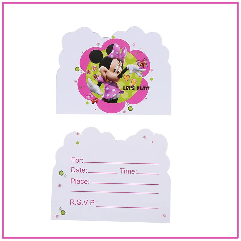 Disney Minnie Mouse Birthday Party Decoration Pink Minnie Paper Cups Plates Napkin Tablecloth Tableware Balloosn Baby Shower Kid.