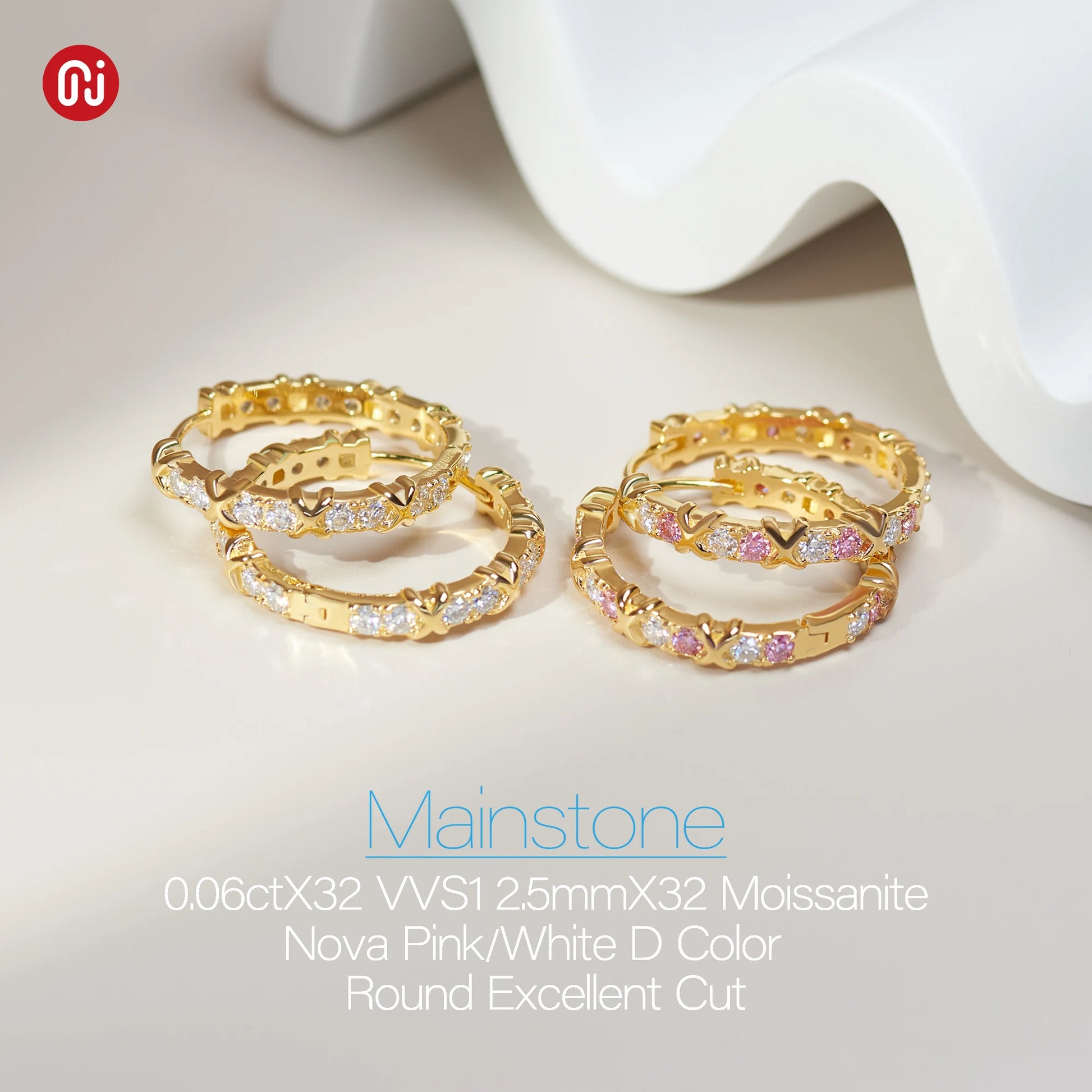 GIGAJEWE Moissanite D Nova Pink Color VVS1 Total 1.92ct 925 Silver Earring 18K Gold Plated Diamond Test Passed Jewelry Girl Gift.