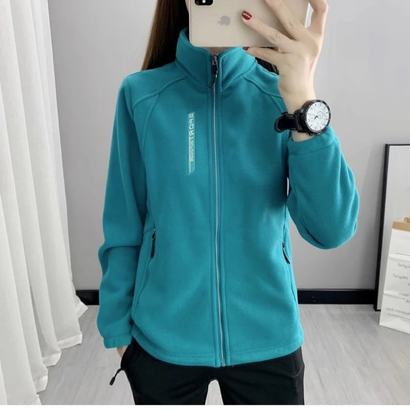 Plus Größe Herbst Winter Polar Fleece Warme Mantel Frauen Sweatshirt Outdoor Sport Casual Zipper Strickjacke Jacke Top Schlank Jugendliche.