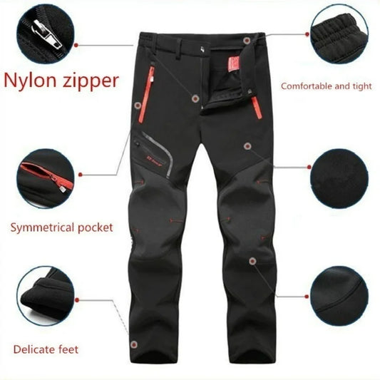 New Men's Customize Your Logo Winter Outdoor Hiking Trousers Camping Climbing Fishing Skiing Trekking Softshell Warm Pants.