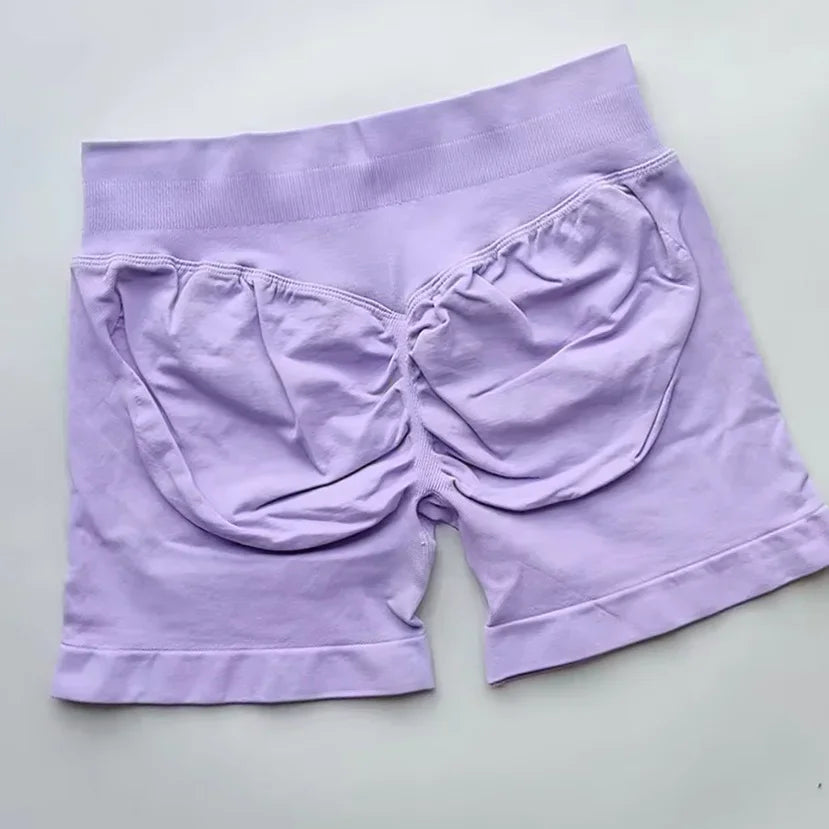 WOMEN SPORTS Impact Shorts Low Ribbed Waist Seamless Scrunch Bum Workout Gym Shorts Booty Hight Stretch Running Shorts.
