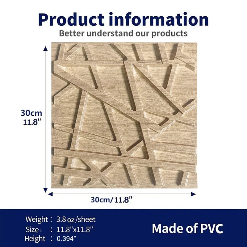 12pcs 30x30cm 3D Stereo Wall Panel Diamond Champagne gold Wood grain tile 3D wall sticker Wood grain living room Bathroom paper