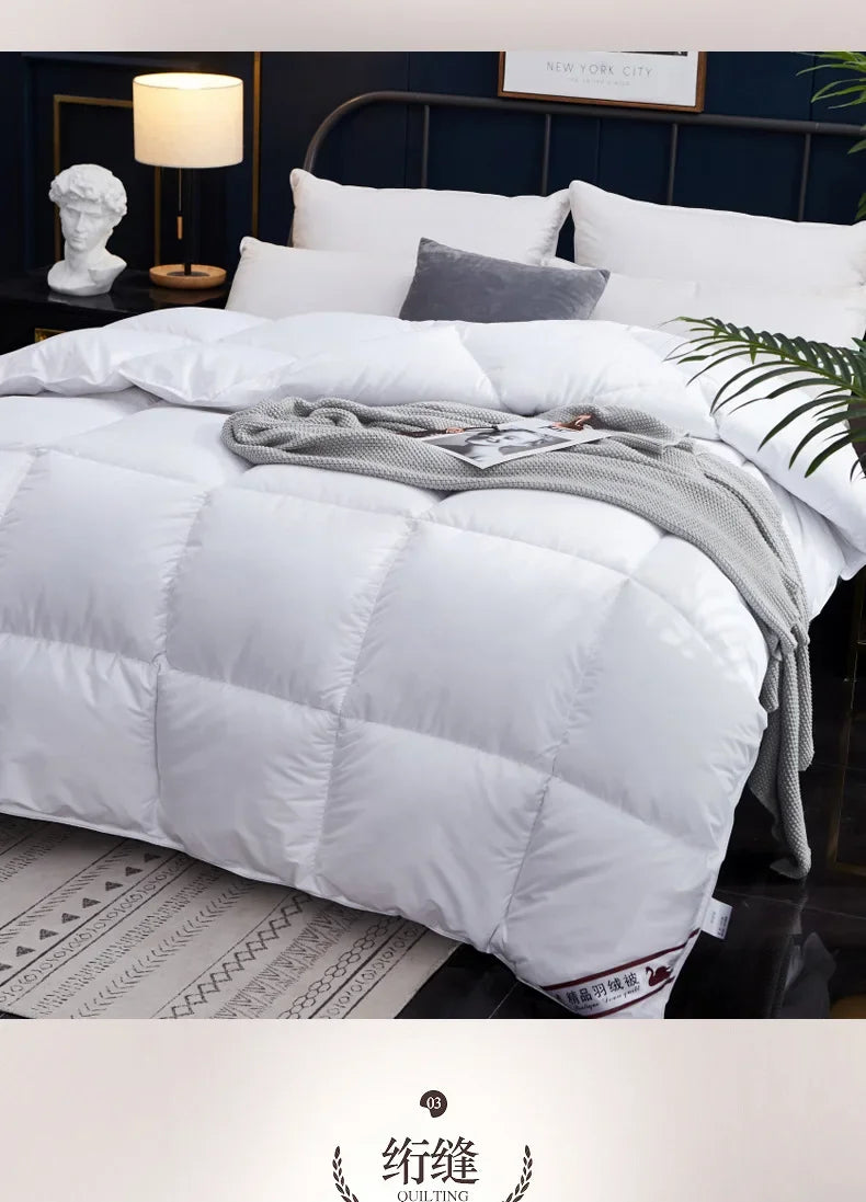 Winter Quilted Quilts Blanket 95% White Goose Down Soft Goose Down Warm Winter Duvet 거위털 이불 구스이불 거위Size King Twin Cover.