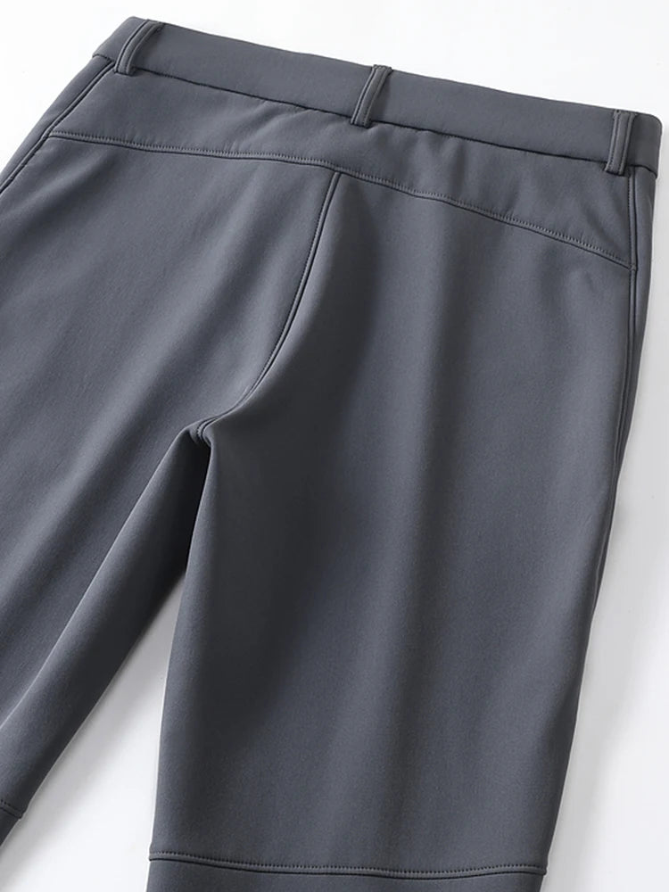 Men's Performance Casual Pants Fleece Lined Outdoors Waterproof Windproof Warm Trousers Business Travel Golf Stretch Pants.