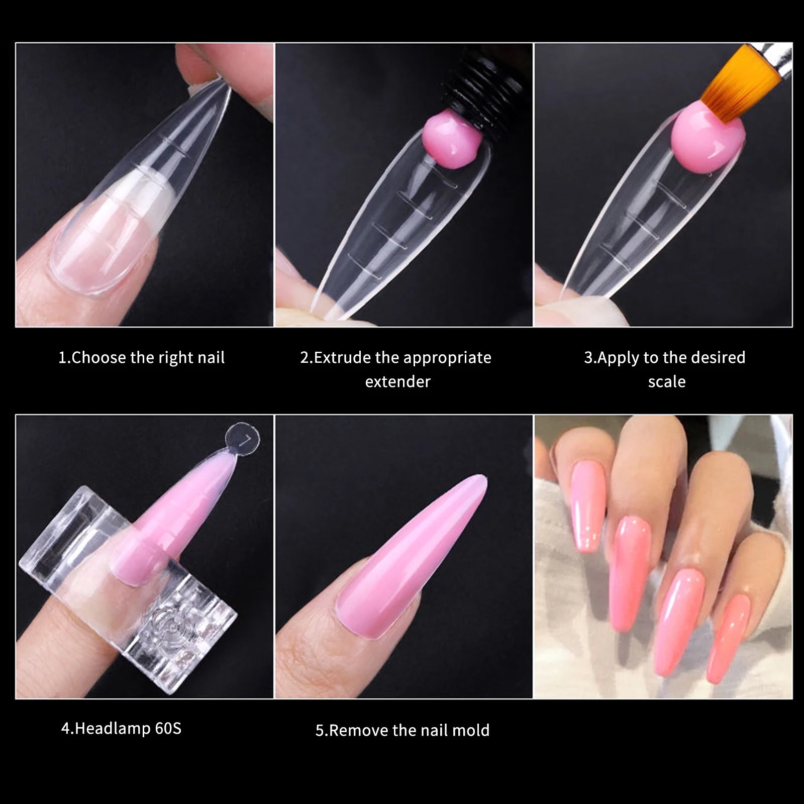 Extension False Nails Art Tips Acrylic Fake Finger Gel Polish Mold Sculpted Full Cover Press on Nails Manicures Accessories Tool.