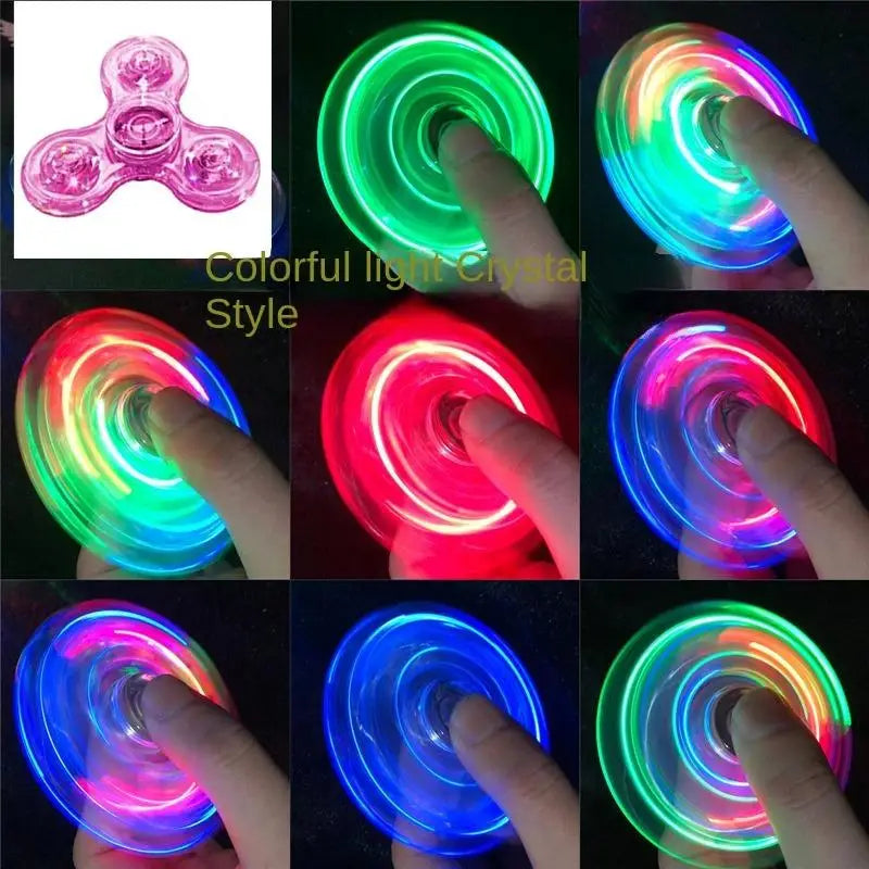LED Finger Spinner Transparent Crystal LED Light Colourful Light-up Finger Spinner Pvc Material Finger Spinner Toys.