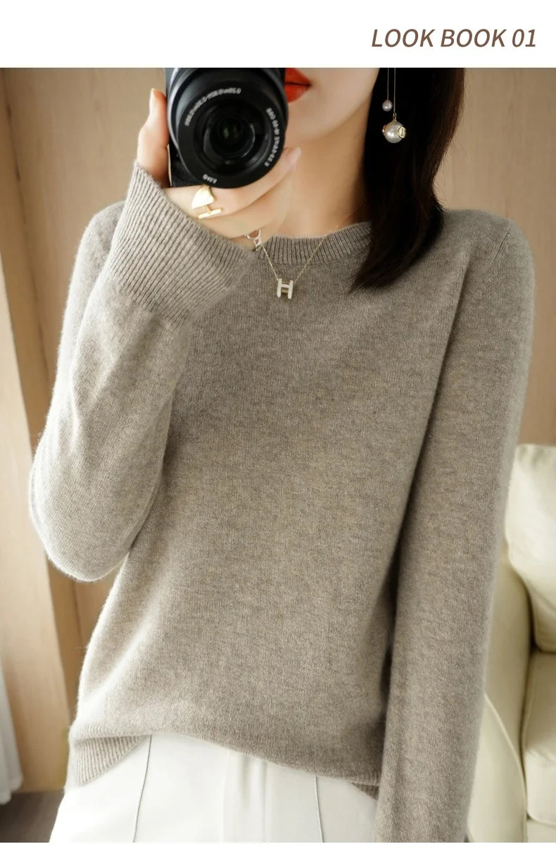 Herbst Winter frauen Pullover Oansatz Kaschmir Solide Pullover Schlank Bodenbildung Shirt Langarm Casual Grundlegende Pull Femme Pullover.