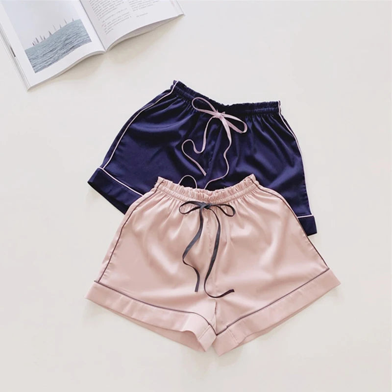 Sommer Kurzarm Pyjamas Frauen Eis Seide Dünne Stil Student Lose Große Nette Hause Kleidung Zwei Stück Set Pyjamas sommer.