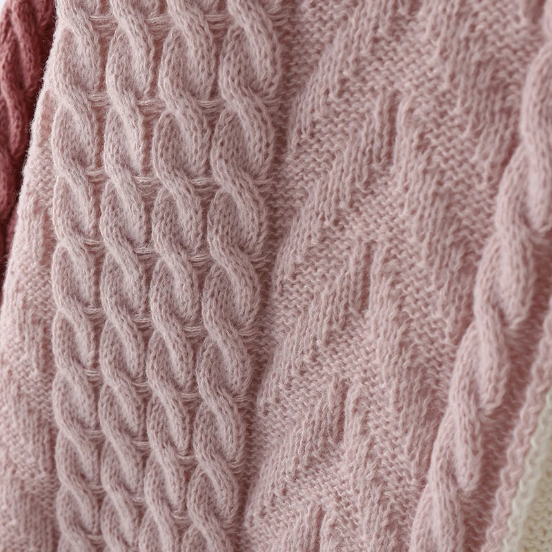 ZANZEA 2025 Autumn Patchwork Sweaters Women Pullovers Kintted Jumper Stylish Long Sleeve Winter Sweater O Neck Jumper Streetwear.