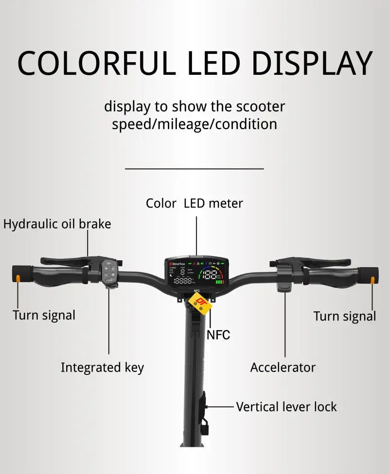 DriveTron DT06 E-Scooter 1900W Peak Power 60V18.2AH Battery 11*11‘’ Fat Tire Adult Electric Scooter.
