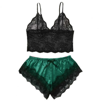 Spaghetti träger Shorts Frauen Nachtwäsche Set elastisch einfarbig weibliche Leibchen Shorts Spitze Frauen Nachtwäsche Set.