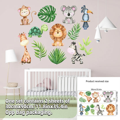 Safari Jungle Woodland Animals Wall Decals Wall Stickers for Boys Girls Baby Nursery Kids Bedroom Living Room Classroom Decor