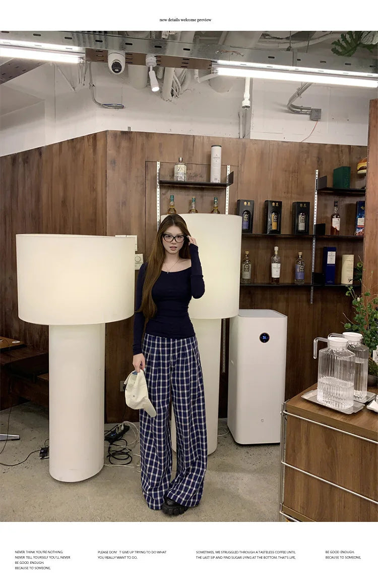 1pcs Spring Autumn Fashion Skew Collar Off-shoulder Long-sleeved T-shirts Women New Solid Slim Fit Sexy Tees Shirts Student Tops.