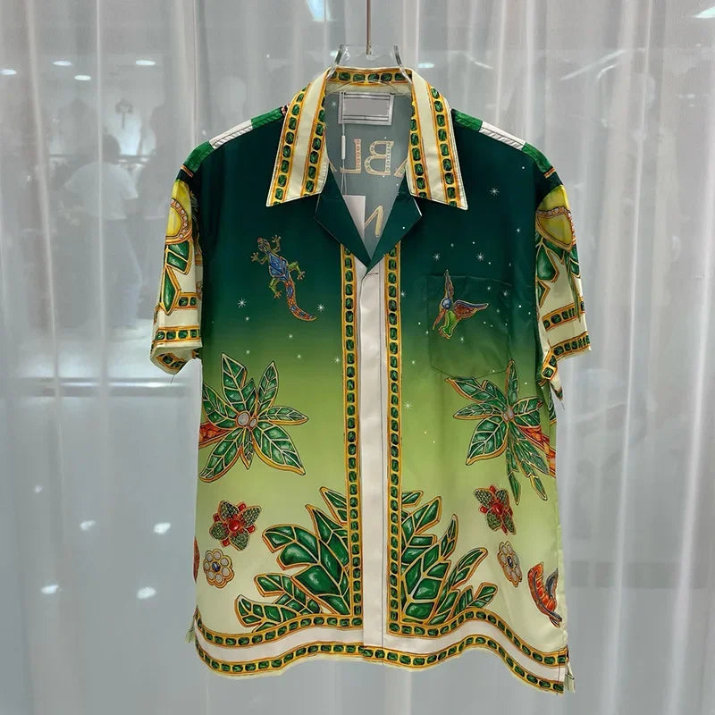 New Fashionable Digital Print Men's Short Sleeve Shirt And Shorts Set Popular with Young People across Borders Lightweight Cloth.