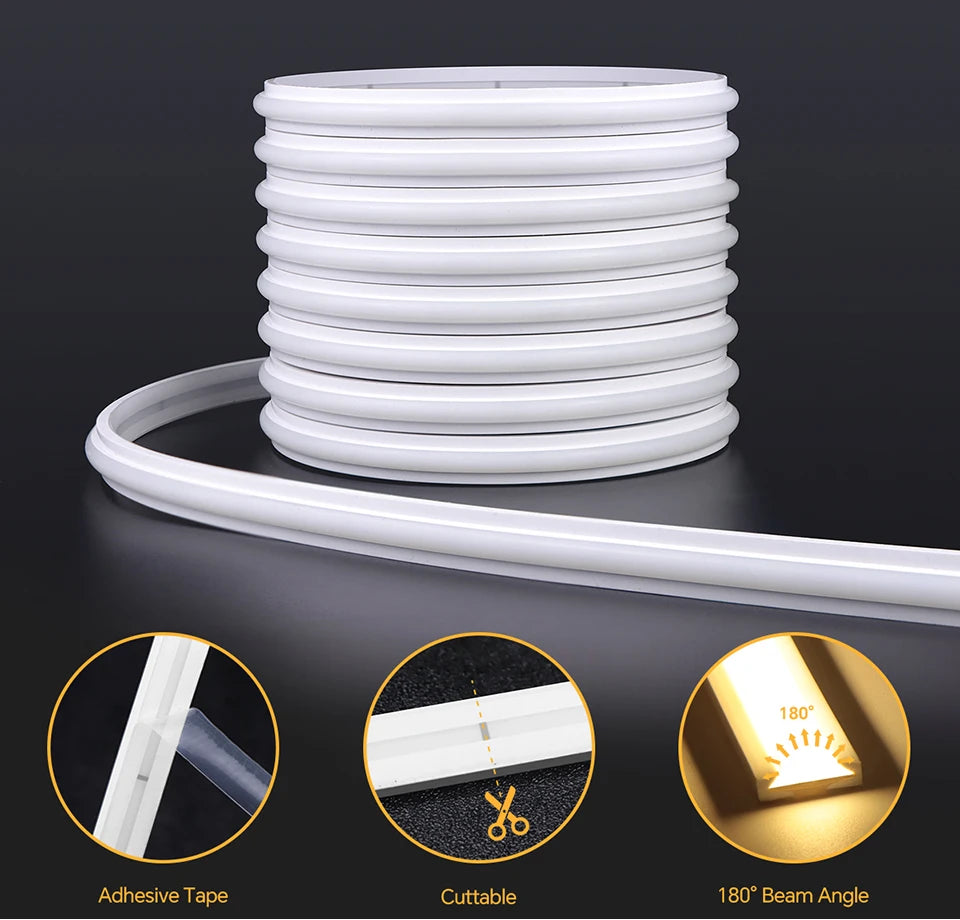 Neon Cob Self-adhesive LED Strip Touch Sensor Light AC110/220V TO DC 24V Silicone Tube Dimmable Neon Tape for Under Cabinet Lamp.